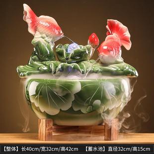 陶瓷水流鱼庭缸风景喷泉风水轮球吸引财富VHN客厅口大厅入家开幕