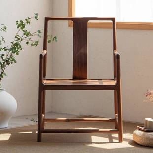 中新式黑桃木实木官帽椅太HM-114-Q子师椅圈椅围椅茶椅主人椅胡三