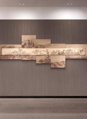 新中式办公室多层装K-167饰画酒景店江山秋色图背别挂画墅山水风