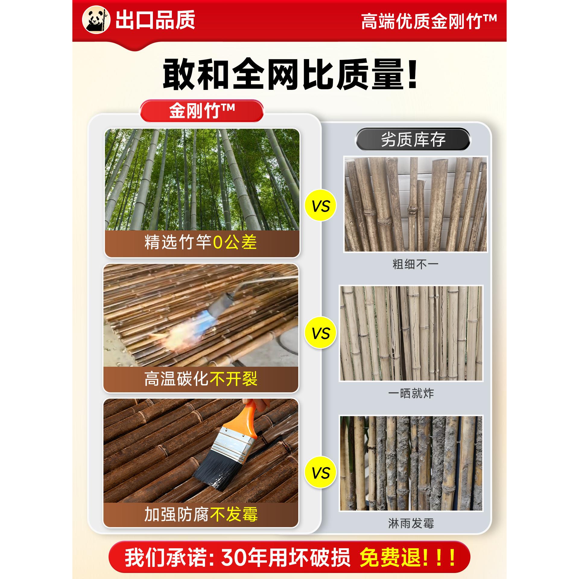 金刚】竹篱笆院栅栏【围栏碳化竹防腐造景户外花园装饰竹子s出口
