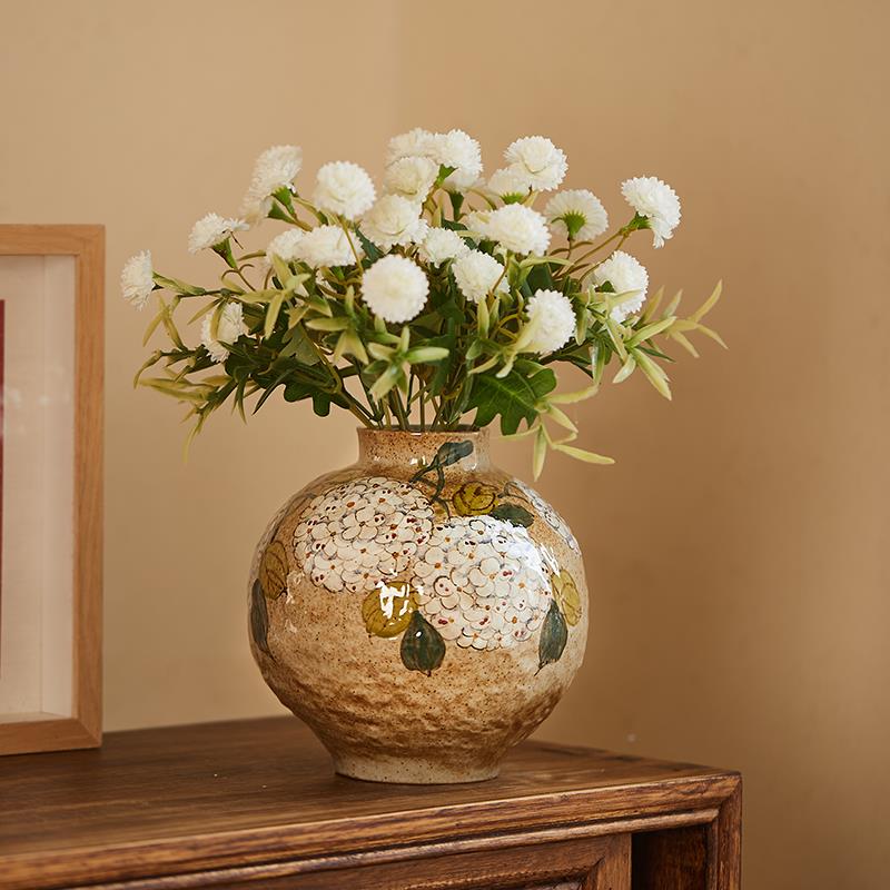 山谷 水培花瓶摆XFH件客厅中插古景德镇陶花瓷花器式覆手绘装饰陶