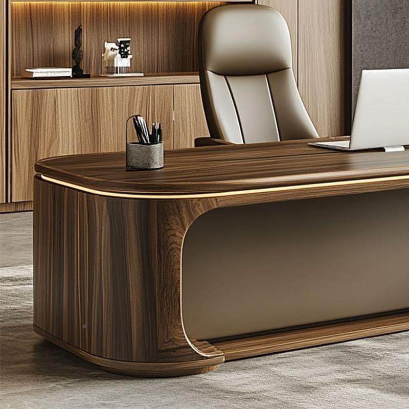 新中式HHO实木办公桌简约现代老板高大班总桌裁董事长办公室台家