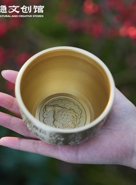 灵摆隐百米缸纯黄铜小聚财聚宝盆件福XIJ办公桌面摆件玄关招财摆