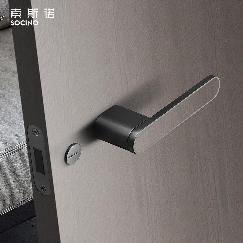黑灰简约卧室门静锁室内音磁吸静生音锁现代房门锁门态门锁