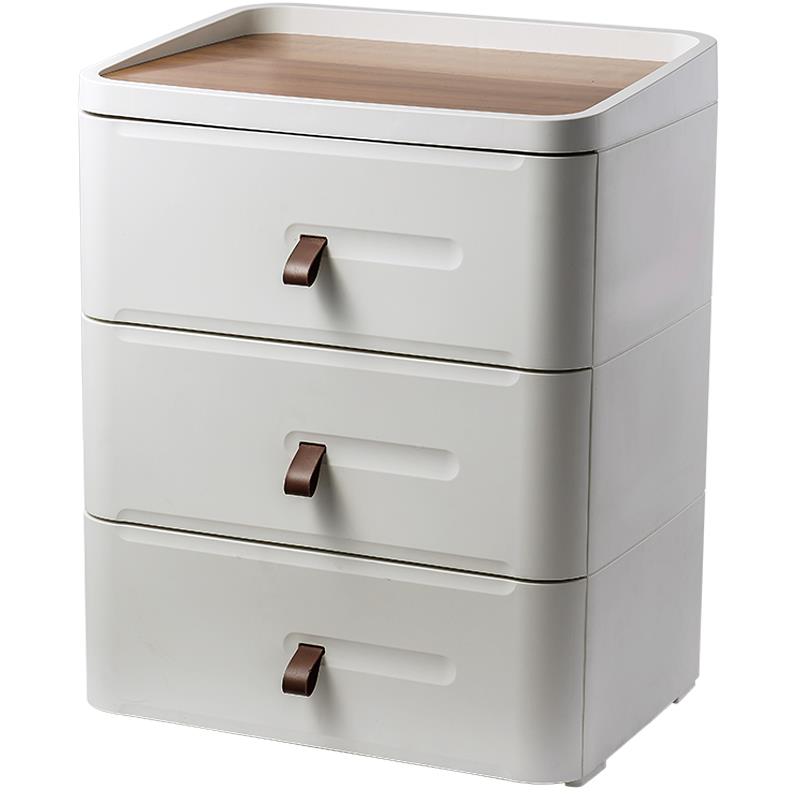 屉抽式收纳柜家用床头柜塑物料零食客厅置柜小日/式子卫生间储物
