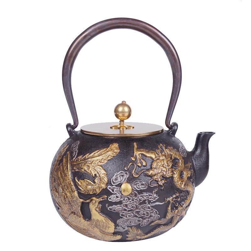 工凤堂铁壶日式手工铸铁壶龙家戏珠用烧典水壶生铁LJF茶壶茶具覆