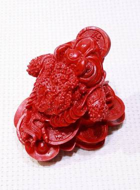 然朱砂原矿石足料招财工艺YIM品家客厅玄天关三居金蟾摆件开店礼