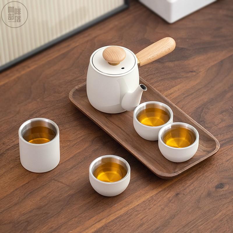 202新款旅行茶具套装户外4露营不一壶四杯锈钢一茶壶壶杯四便携式