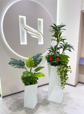 商酒QFX大店堂简场易户外室内玻璃纤维盆落地式花盆花花瓶展示花