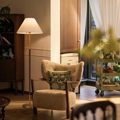 法式覆古落地客厅灯沙发旁百褶灯新iXCFL3149ns风中式室卧床头灯