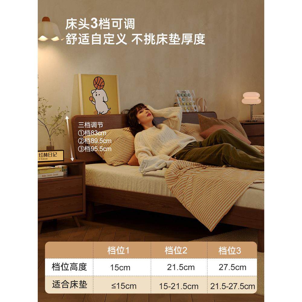 实木双米人床18主米卧悬浮大床15小户型齐.边1QX-SMC.2米单人床