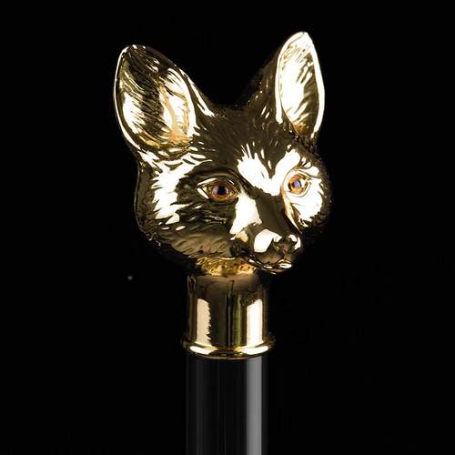 狐狸长防柄雨伞防风暴雨车载高商务伞电镀金金狐狸锌级合金动物款