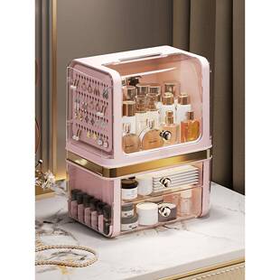 化妆妆品收盒大容纳量饰口红护肤品带3043分格收纳箱梳台桌面耳置