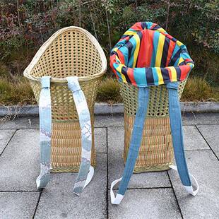 包邮编竹篓背篼娃娃婴XTL儿童宝小孩竹背娃揹筐椅背抱婴袋宝椅四