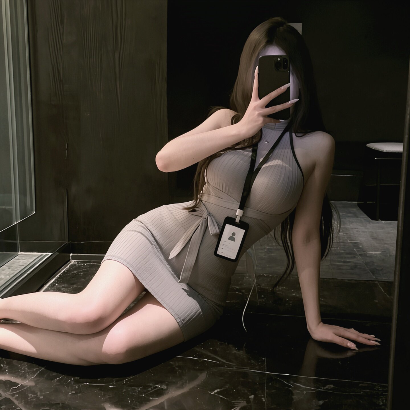 性感挂脖包臀裙夜店睡衣诱惑秘书露背制服套装纯欲火辣qqny连衣裙