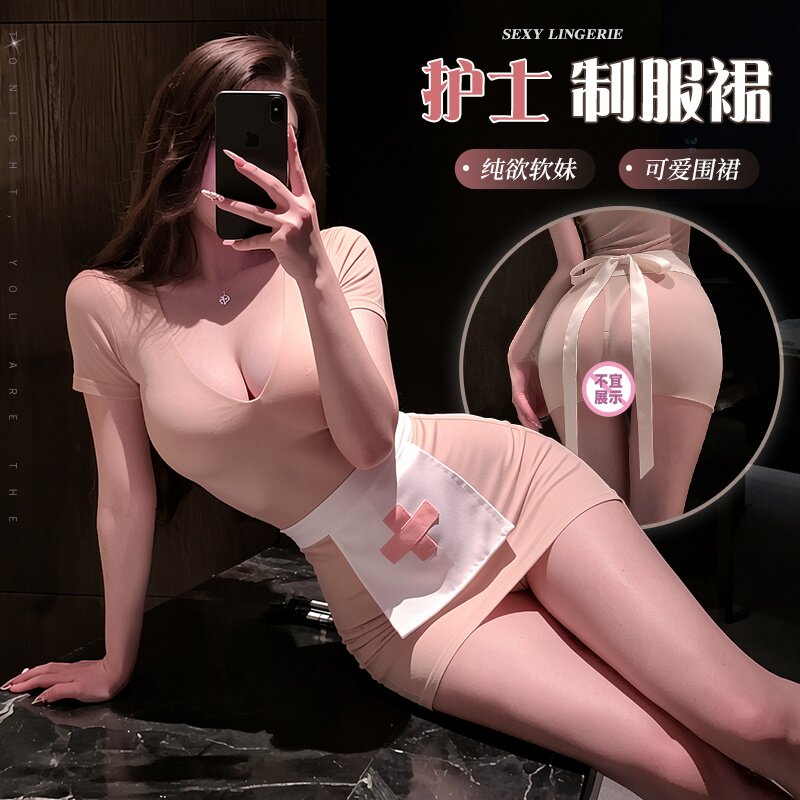 性感护士制服透视包臀裙纯欲诱惑睡衣qqny套装火辣调情角色扮演女