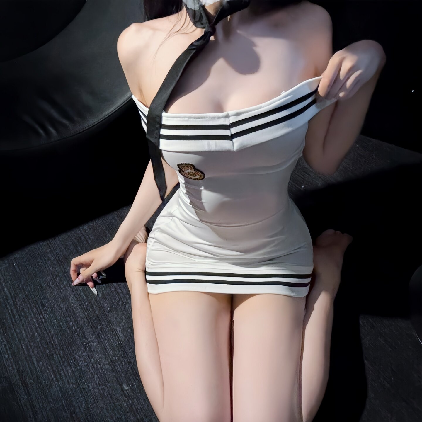 性感睡衣抹胸纯欲绑带诱惑空姐海军免脱制服套装禁欲系qqny情调女