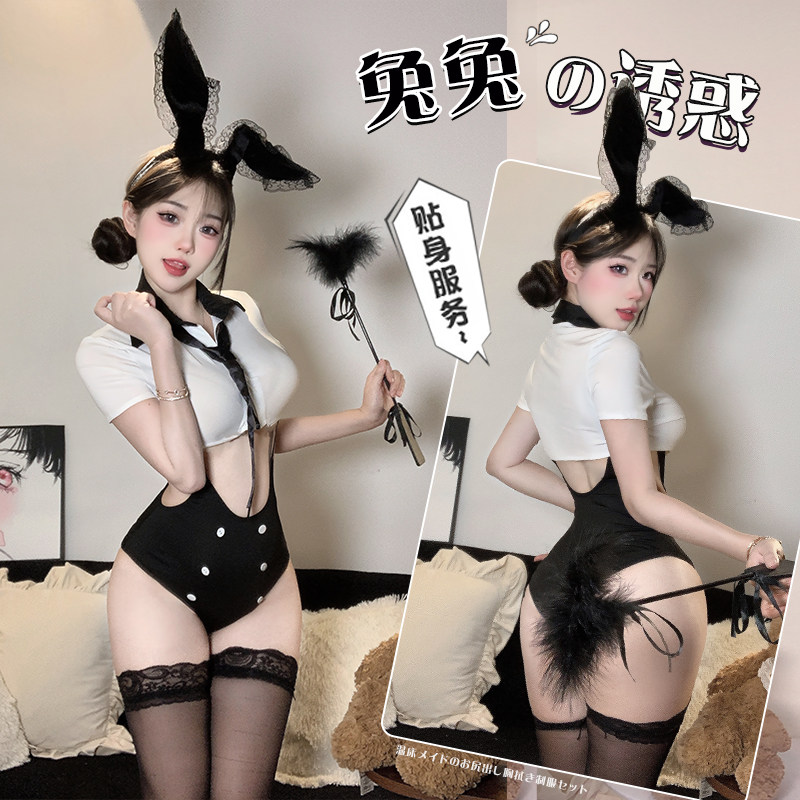 性感兔女郎连体套装情趣内衣女纯欲露臀透视诱惑qq衣物趣味房事