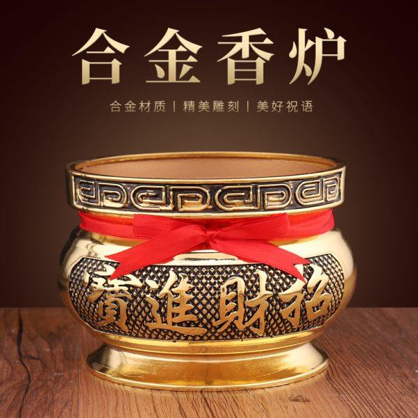 檀香炉仿铜佛具摆件香插炉供佛用品室内供奉炉家用招财熏香烧香炉