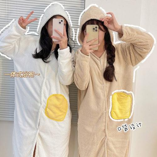 浴巾2022新款女款可穿可裹家用少女浴袍冬款浴裙裹巾睡袍睡衣大人