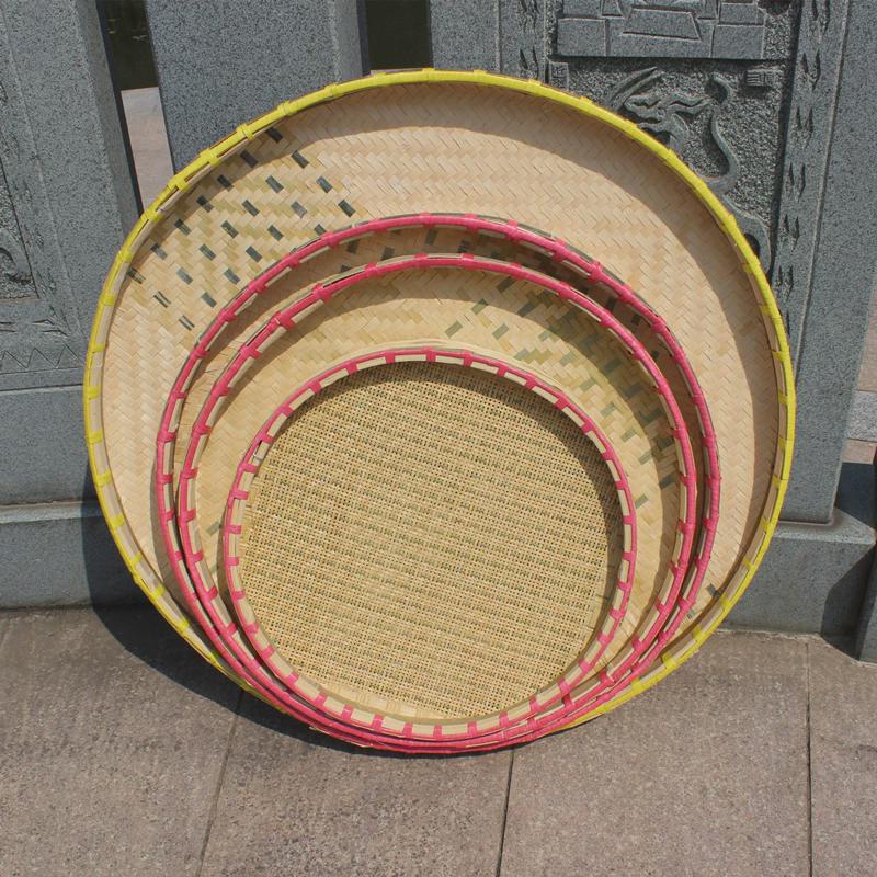 竹制品手工簸箕竹编m农家有孔竹筛子晾晒无孔圆簸箕竹筲箕竹匾装
