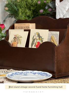 中古风架欧式式覆分格实木置物收纳盒壁柜古黄TSQ铜挂法钩杯架装