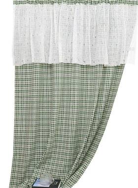 湛孔子蓝原创布艺遮成品窗帘简约格飘窗帘隔断帘宿舍免打HSB卧室