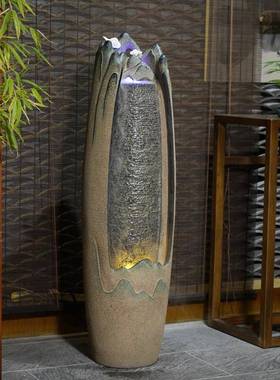 汉堂电视客柜旁流水喷泉摆件创意厅落摆地韵水景观XLE中式室内装