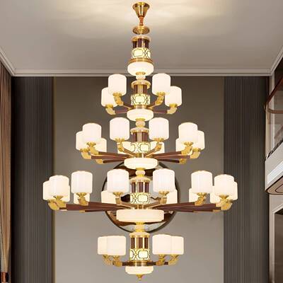 全铜新中中式实木客厅吊灯国风饭UNE厅高档气红木别墅覆式大大吊