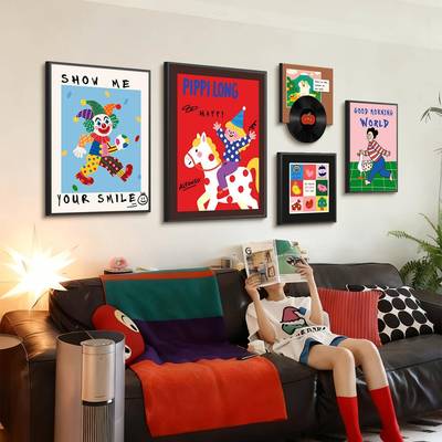 多巴胺客厅背装饰画QWL3576沙发墙景挂童画卡通儿房卧室小众艺术
