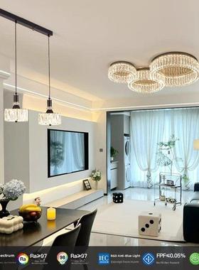 设计师餐厅吊无灯碍豪障高端现代简约华水晶灯ZZK酒吧新岛三头餐