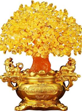 财黄水晶招摇财树摆件 发树钱饰树家居装品开业5001礼品5001