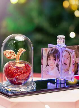 相定制来图定做 桌面晶灯摆台照片定框制婚纱创照个性可爱水HQF意