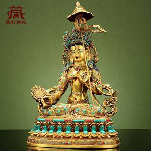 藏彩珠镶嵌《大白佛《伞盖佛母》ZPY室内家用鎏金大村回遮佛母》