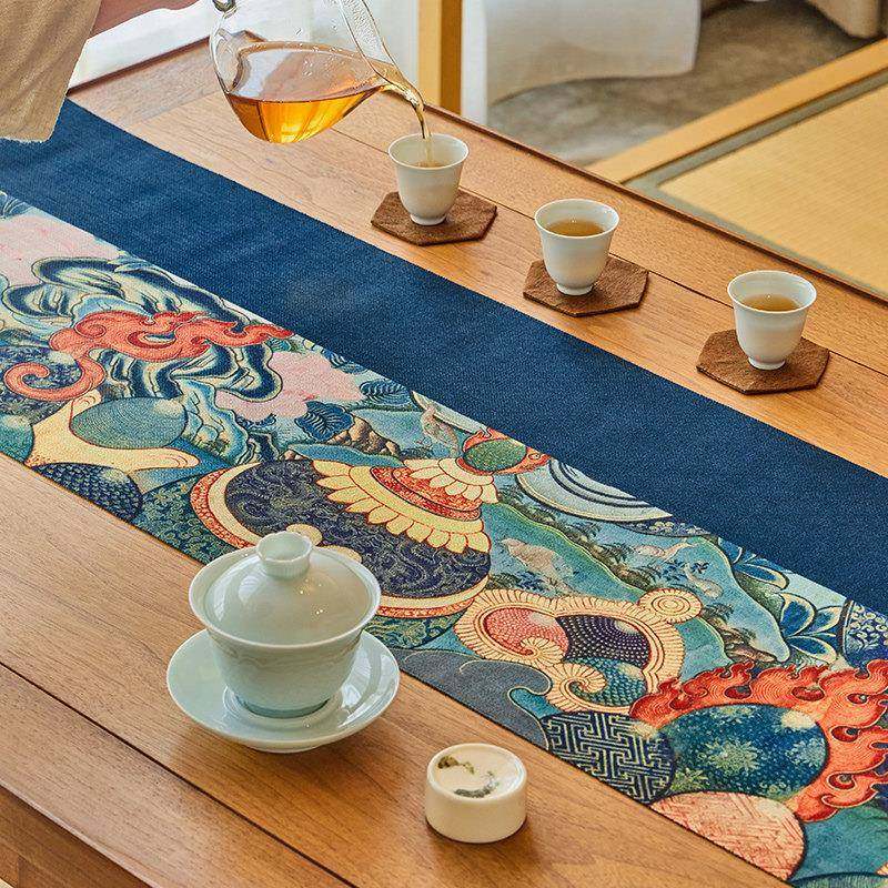 防创 原吉祥中式茶席水国风禅意桌布茶桌布长条八桌CXDC0107旗茶,居家布艺,桌旗,淘宝优惠券,粉丝福利购,淘宝优惠卷