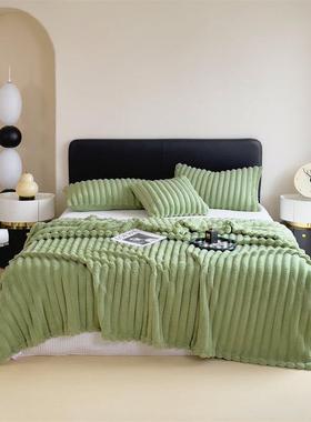 毛天绒毛毯加午睡KUU办公室毛毯冬厚珊瑚绒空调兔被子沙发套毛毯