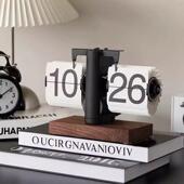 意机械室KIO家用自动翻页时钟创座钟客厅桃摆件办公胡木桌面送男