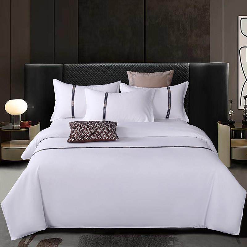 端K5T4-YN0色星级酒店床上品四件套宾高馆用民宿全白床单被套被子