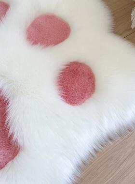 卡红网FAC通动漫猫爪地毯女卧室床边地垫装饰可爱拍照孩长毛绒装