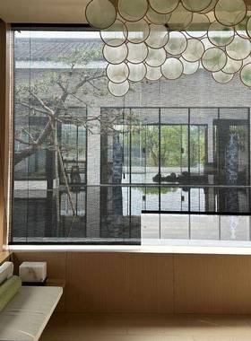 细竹帘ZL-H01覆窗帘卷帘丝黑色古中式隔断窗茶室升降挂遮光阳台帘