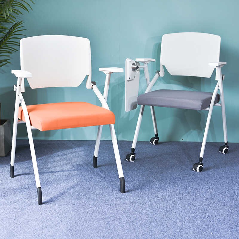 折叠培训椅一体带桌板办公会议椅带写字板员工职员V开会塑料靠背