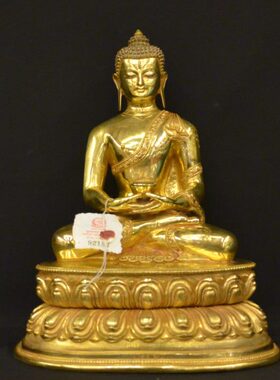 南无阿弥陀佛尼泊尔进口紫铜鎏金密宗家用精品桌面摆件铜像