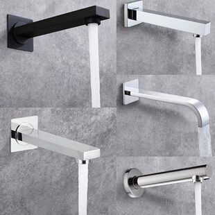 贝西酒店暗装配件工程4分龙头下出水咀黑色铜入墙加长嘴椭圆弯直