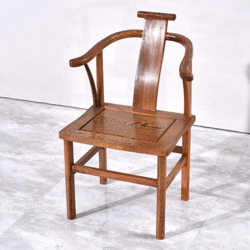 鸡翅木小圈椅红木茶椅新中式实木围椅仿古牛角椅原木茶桌客人椅子