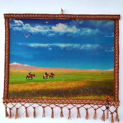 蒙古毡画 美丽草原我的家 工艺品 少数民族特色挂画 蒙古包装饰画