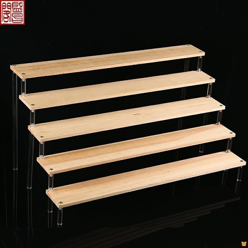 小迷你摆件小型简单式台阶式组装展架桌面木板置物木.架楼梯加厚