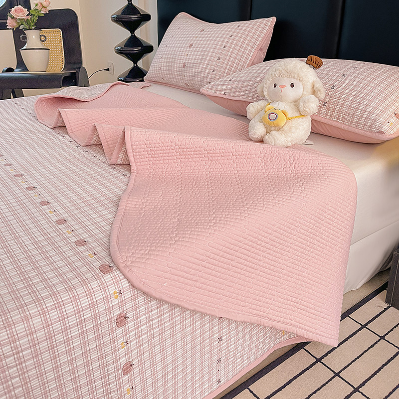 A类水洗棉床盖单件四季通用宿舍学生榻榻米夹棉厚床单三件套防滑