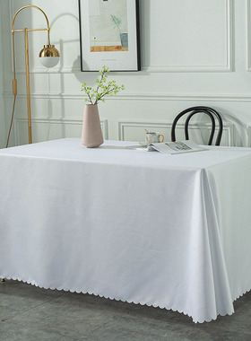高品质纯色会f议桌布办公酒店餐厅白色甜品台布定制长方形展会桌