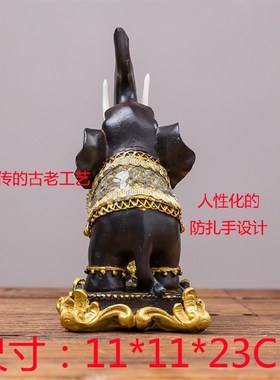 中式招财大象书挡摆件书房办公室书柜书架泰式书立书靠书夹装饰品