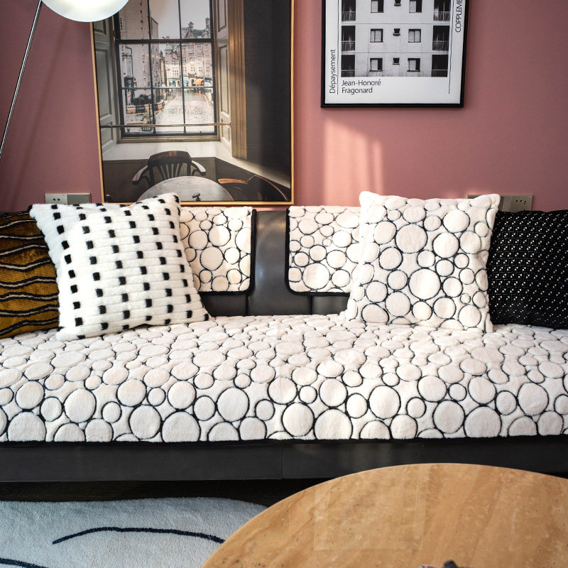 加厚立体毛绒圆圈设计沙发垫秋冬毛绒加厚高级感沙发坐垫套罩盖巾,居家布艺,沙发垫,淘宝优惠券,粉丝福利购,淘宝优惠卷